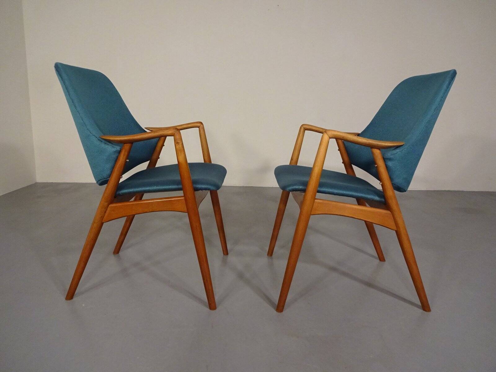 Set of Danish Beech Armchairs, 1960s