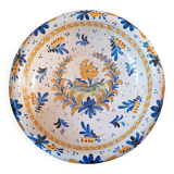 Large earthenware bowl decorated in the Rouen/Moustiers style.