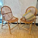 Pair of rattan basket chairs 1960