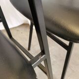 SET of 4 Vintage School Chairs /Black Leather / STOL Kamnik 80s Yugoslavia