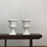 Pair of Capuani Este Vases in white lacquered ceramic, Italy '900