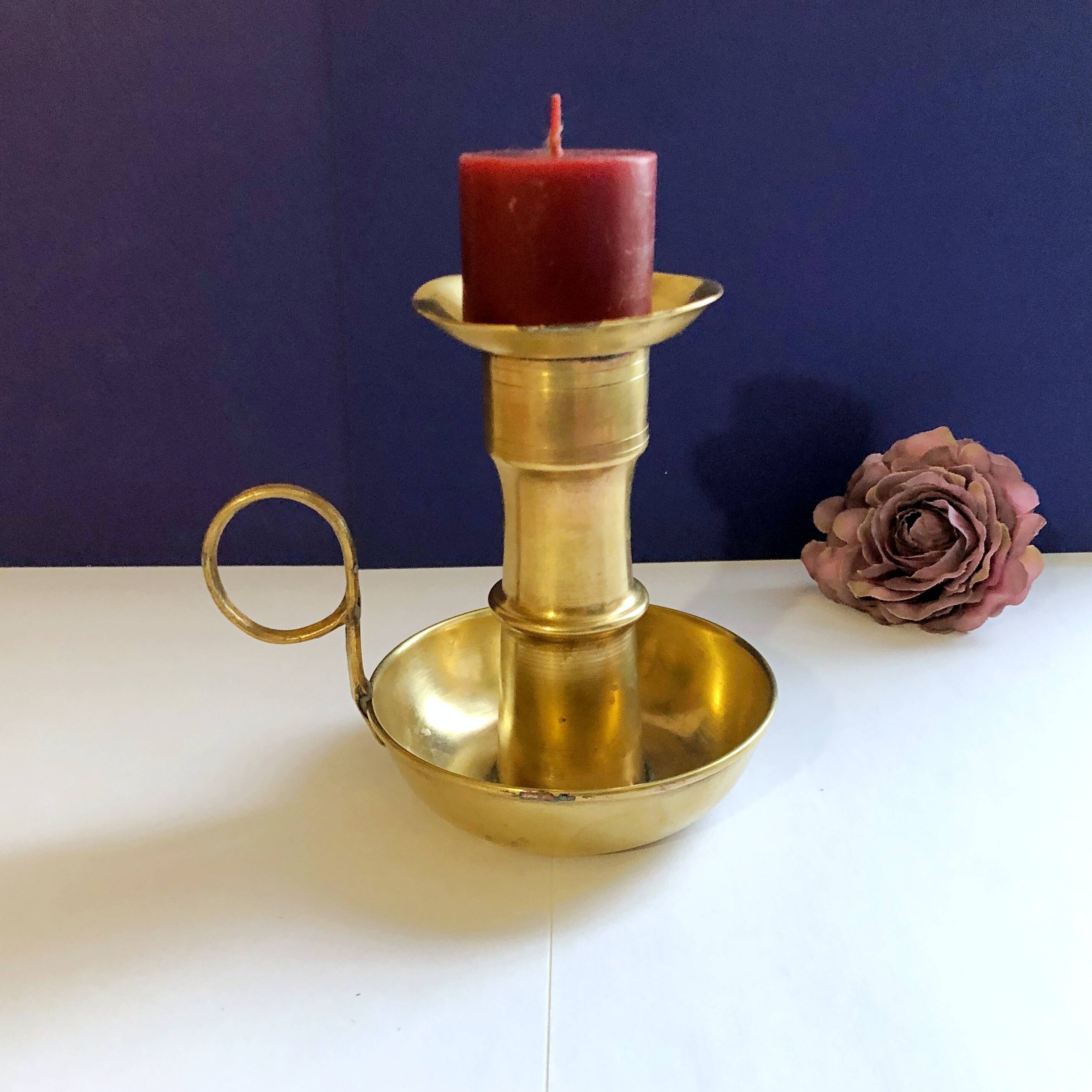 Large artisanal hand candle holder cellar rat gilded copper vintage atypical