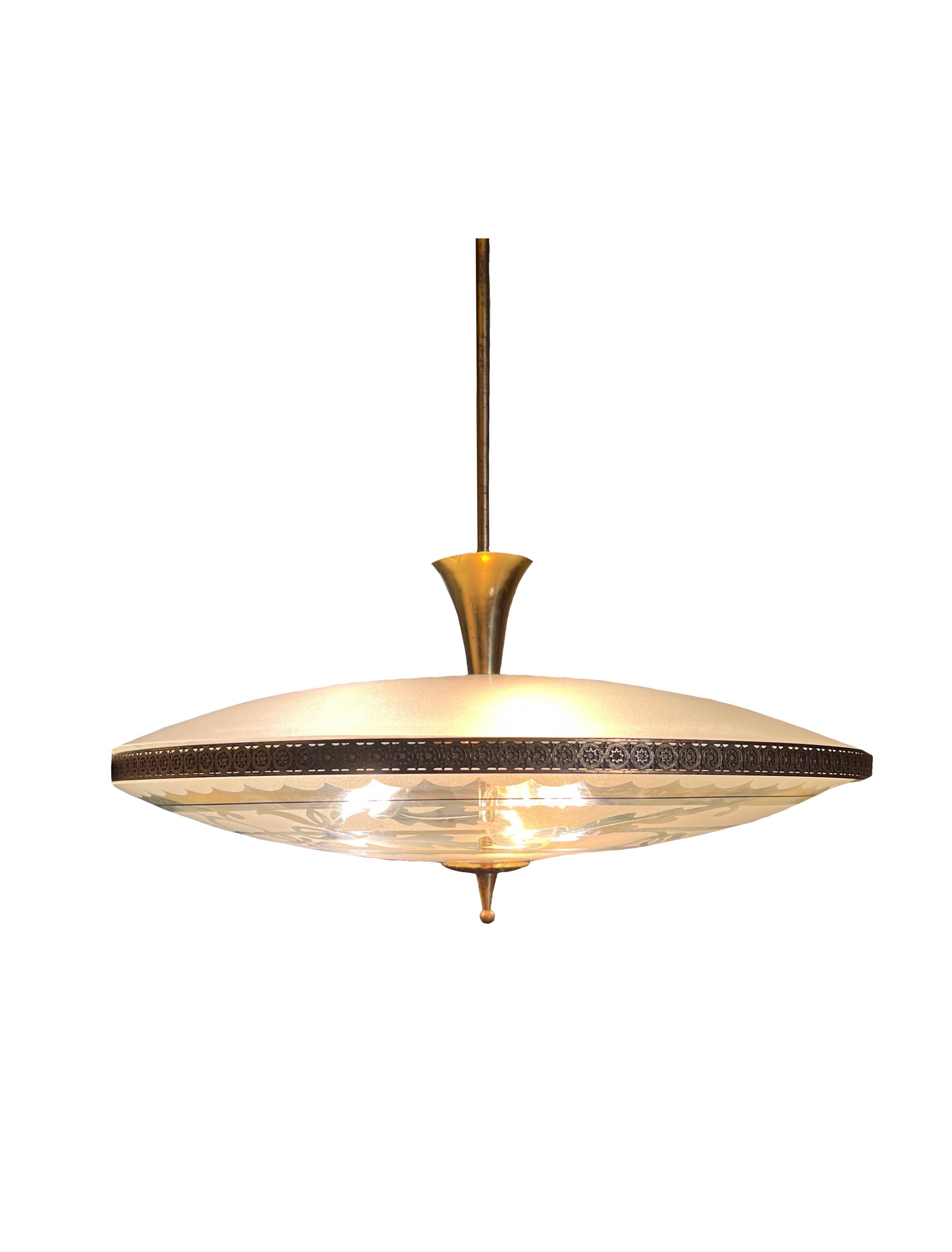 Mid-Century Italian Chandelier in style di Pietro Chiesa, 50s