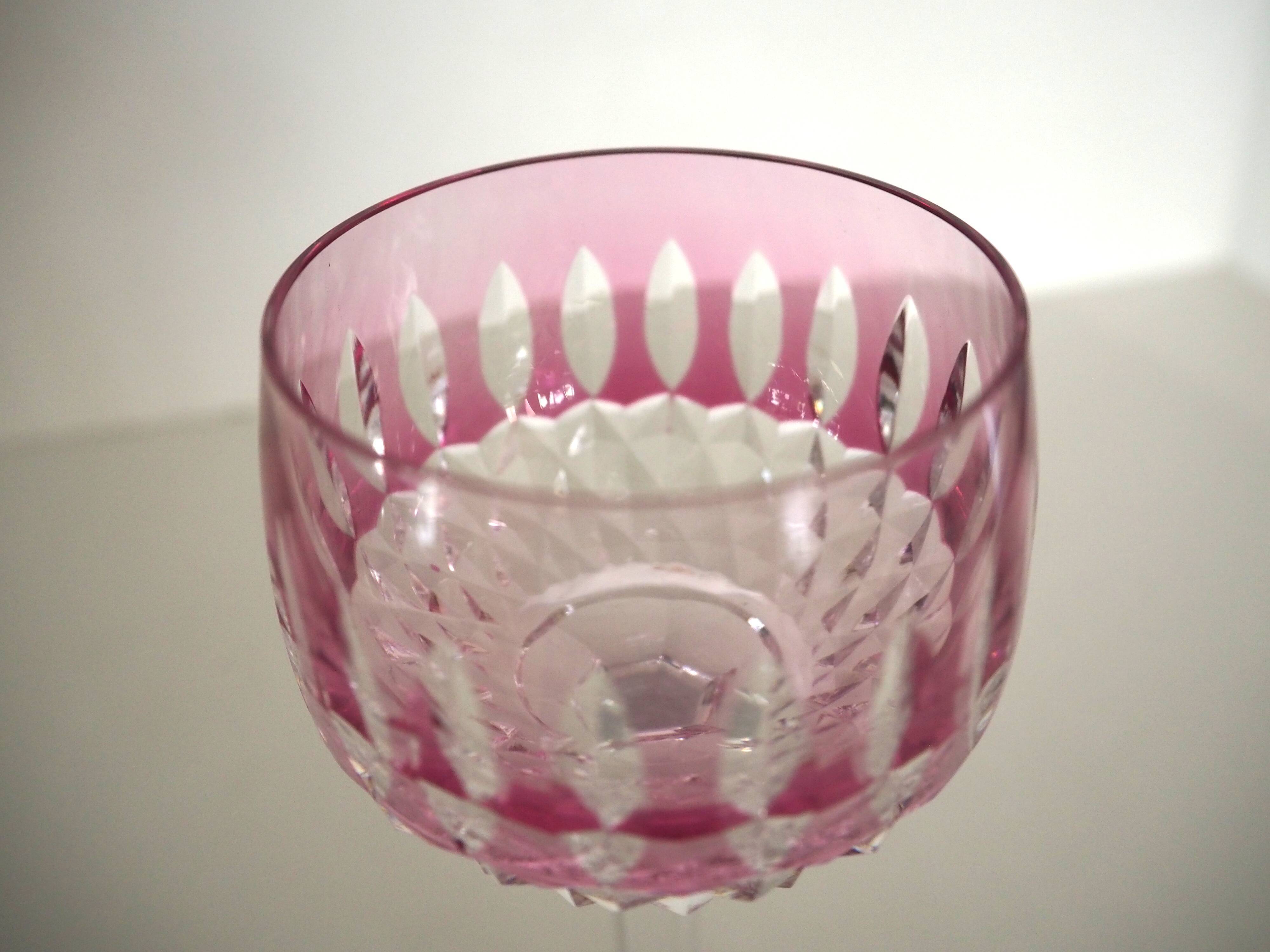 Crystal glass, roemer rose Saint-Louis
