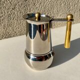 Italian coffee maker kitty oro 3 cups Guido Bergna italy vintage 80 stainless steel and brass