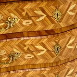 Inlaid chest of drawers Louis XV marble top