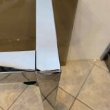 Square coffee table with smoked glass top and chrome base an70