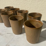 Set of 8 cups in glazed stoneware vintage Digoin 1970