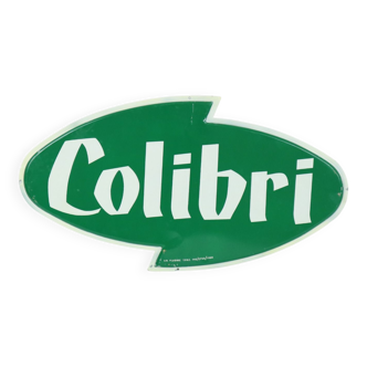 Enseigne publicitaire vintage verte Colibri Soft Drink Advertising SA Fluorec 1960