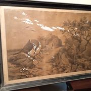 Large landscape painting, mixed media, 19th century