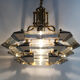 Lustre vintage design en laiton et verre lustre 3 niveaux. Année 70
