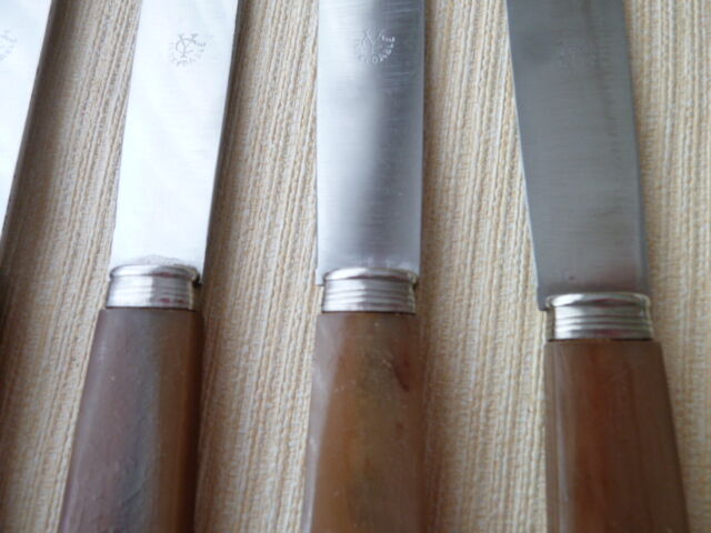 Set of 6 YC Table Knives Stainless Steel and Bovine Horn