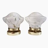 Pair of white globe wall lights