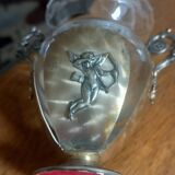 Miniature silver and crystal vase