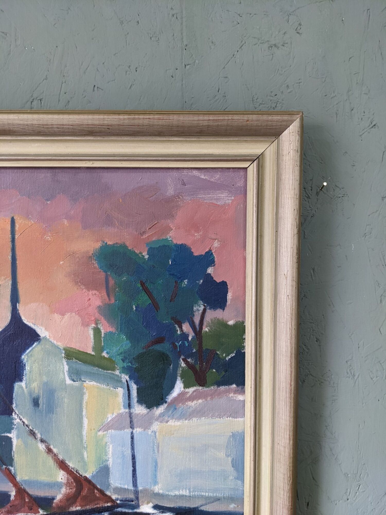 1954 swedish vintage coastal oil painting