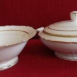 WHITE AND GOLD TUREEN AND SALAD BOWL