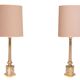 Antique empire brass Column Table Lamps 1950s