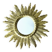 Golden Wooden Sun Mirror | Mid-20th Century - 48 cm