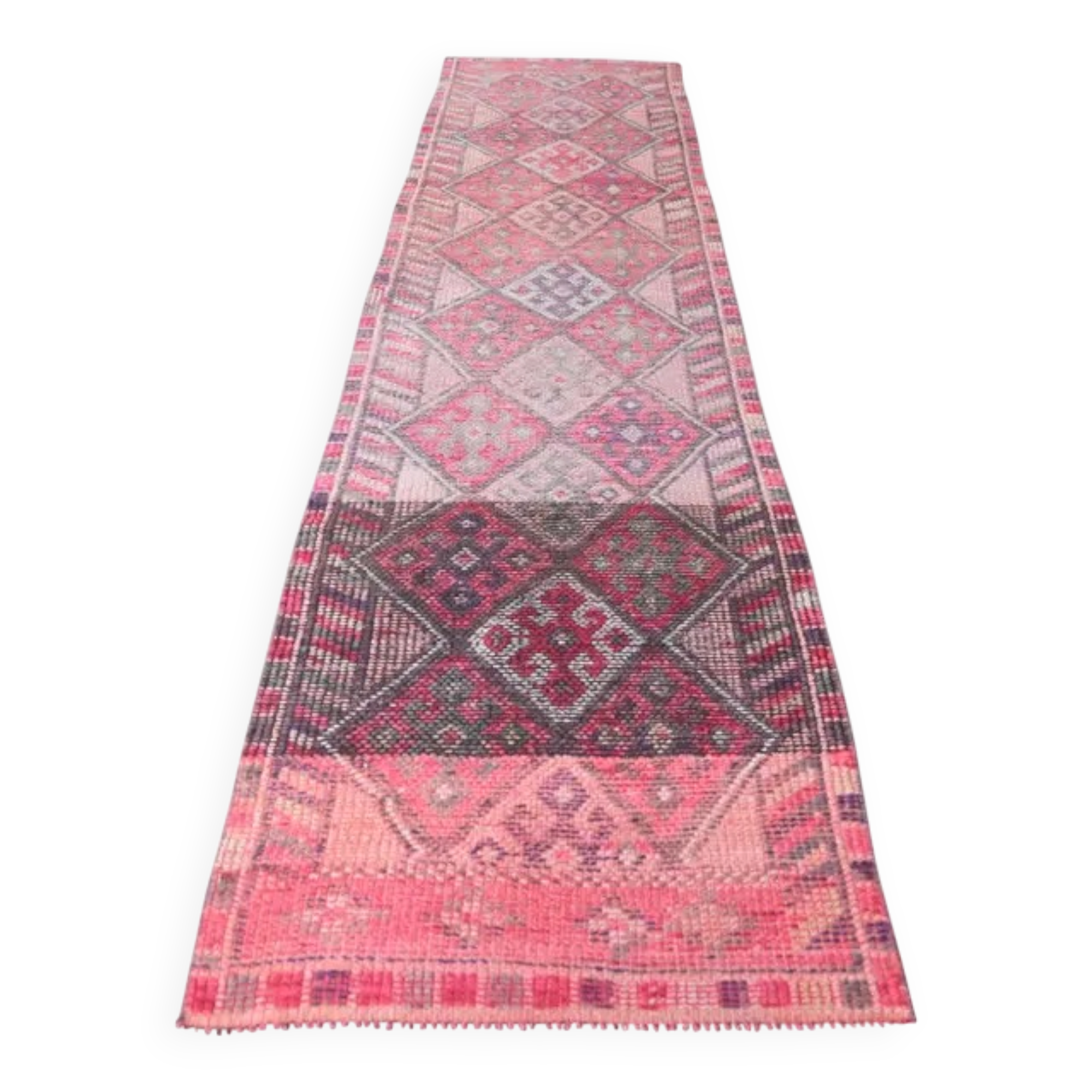 Tapis couloir turc vintage noué à la main des années 1960 - 82x361