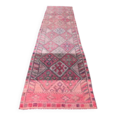 Tapis couloir turc vintage noué à la main des années 1960 - 82x361