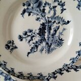 Trio of Gien soup plates – Chardon model in navy blue