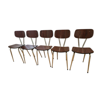 5 vintage brown formica chairs