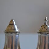 Salt and pepper shaker set, silver-plated metal, Mappin & Webb's Prince's Plate.