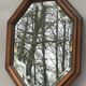 Rustic beveled mirror in molded natural wood 64 x 56 cm