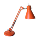 Luxo L9 orange single-arm lamp on plinth