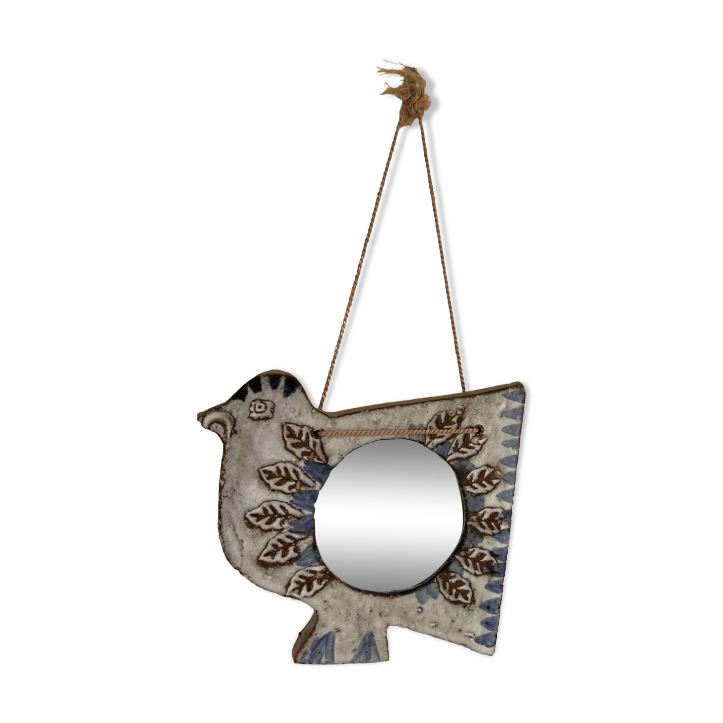 Vallauris earthenware bird mirror