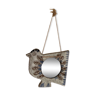 Vallauris earthenware bird mirror
