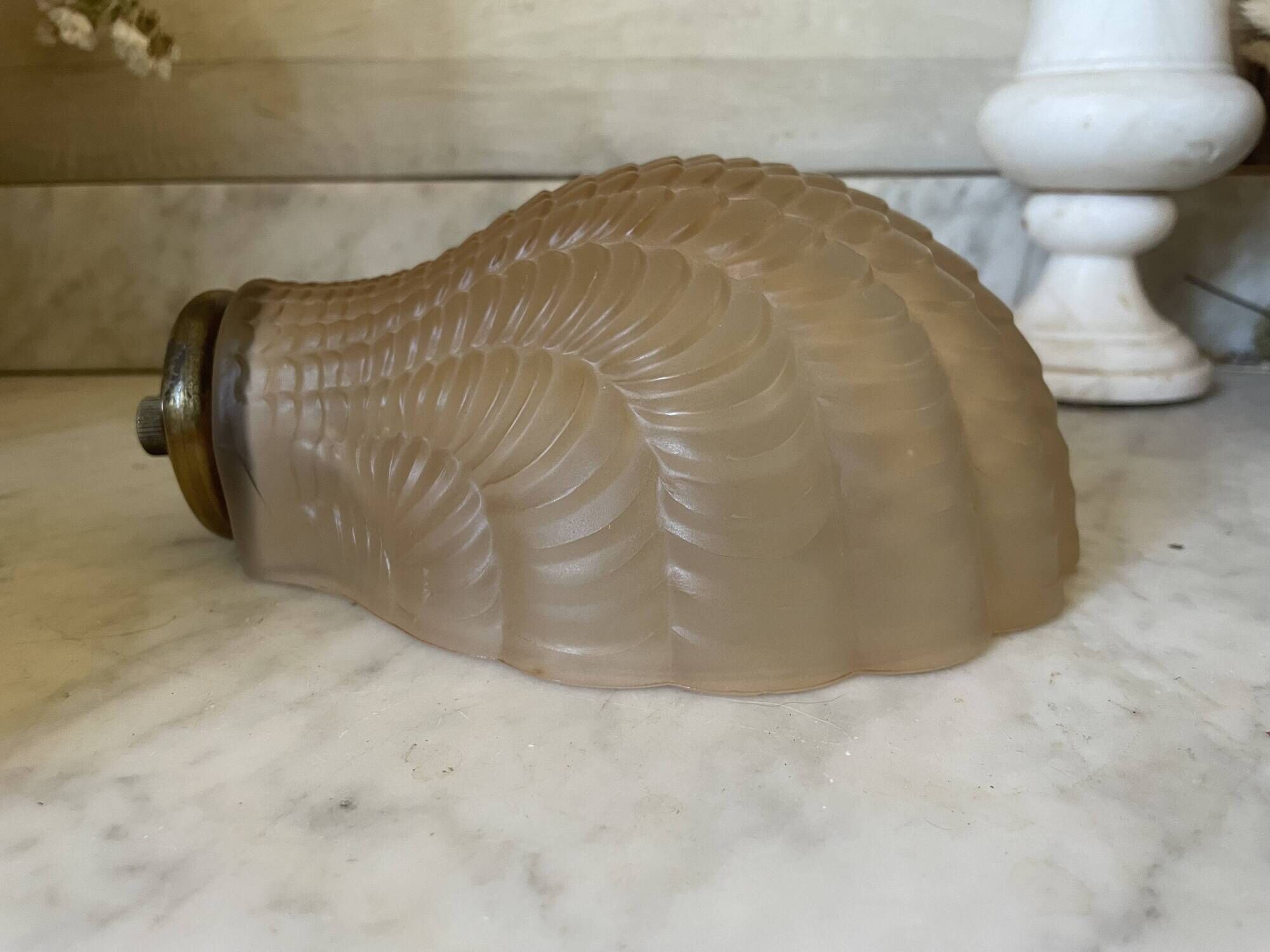 Pair of shell wall lights in frosted glass in Art Deco style.