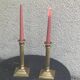 Pair of gilded brass candlesticks, vintage column shape