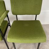 3 chairs 50s metal and green velvet ideal vintage style desk