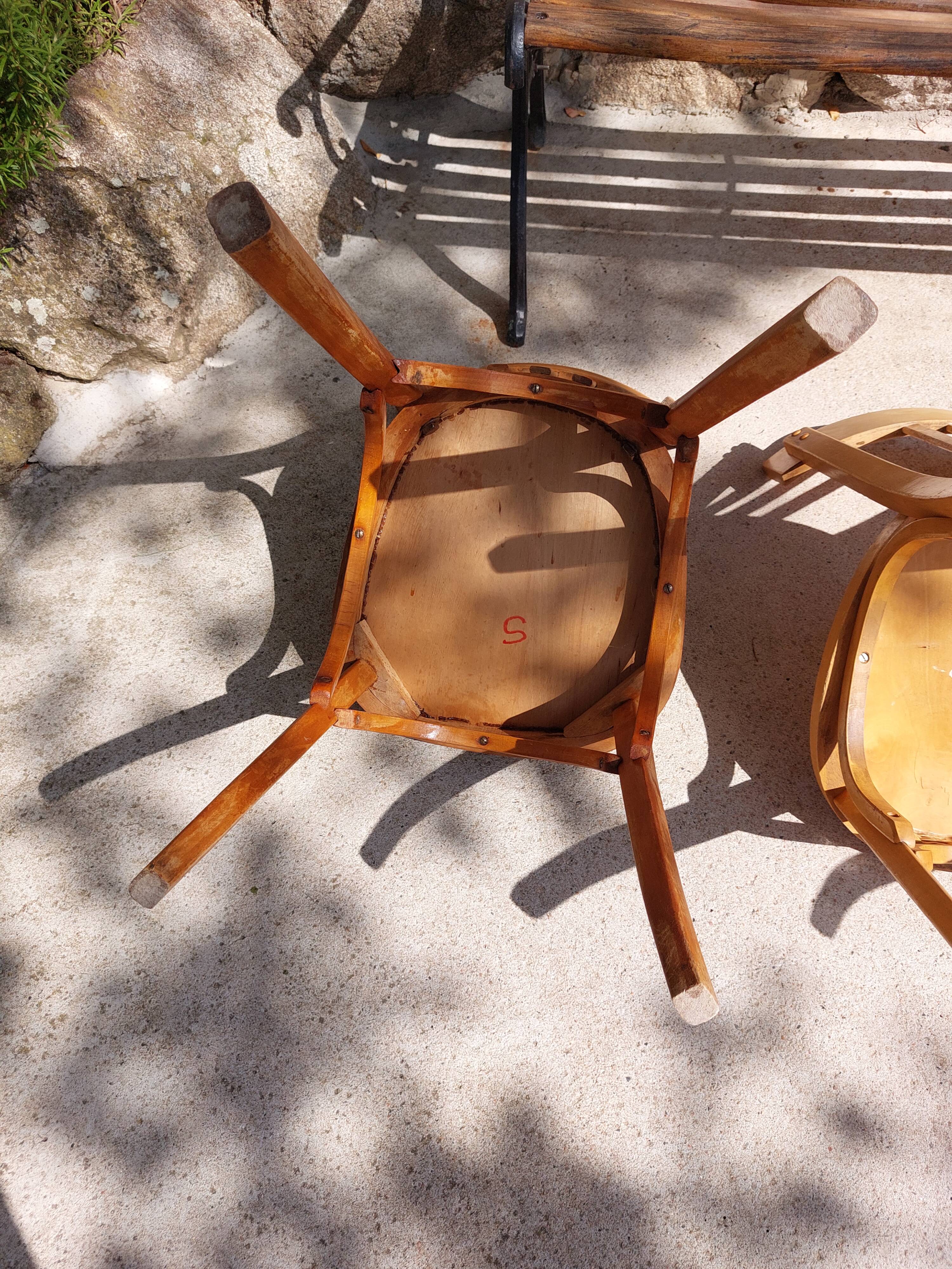 4 Baumann bistro chairs, different shades, vintage