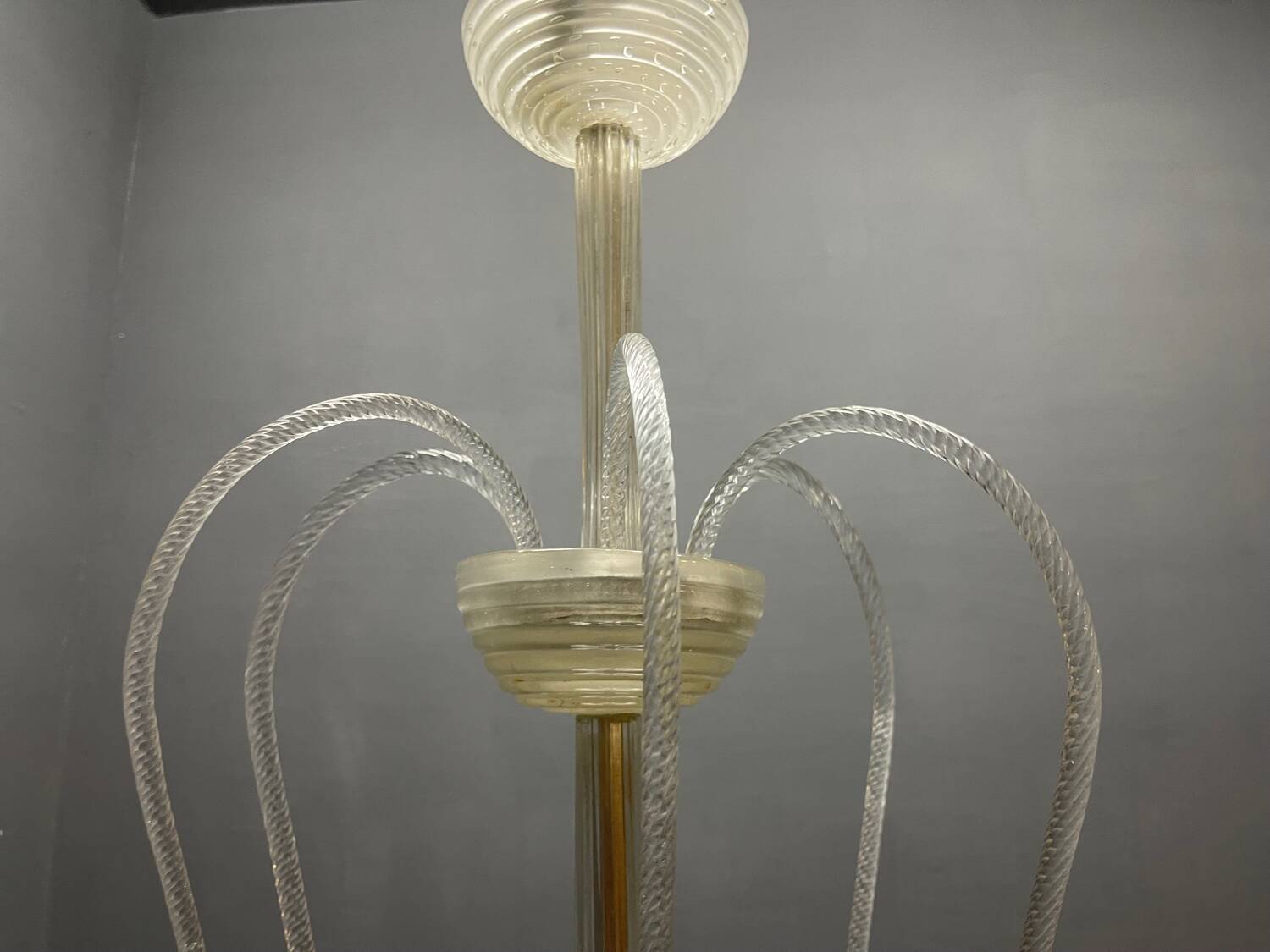 Grand lustre cascade en verre de Murano Barovier, années 1940