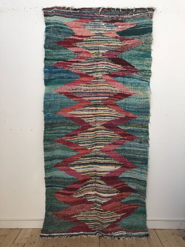 Tapis Berbère marocain Kilim Boucherouite 272x126cm