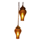 Duo of brown smoked glass portable lamps