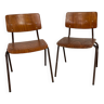 Set of 2 vintage school chairs from the 60s Netherlands