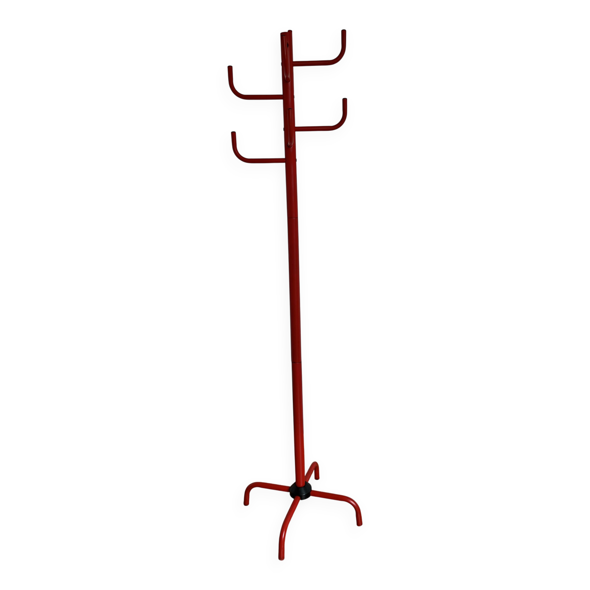 Red metal coat rack