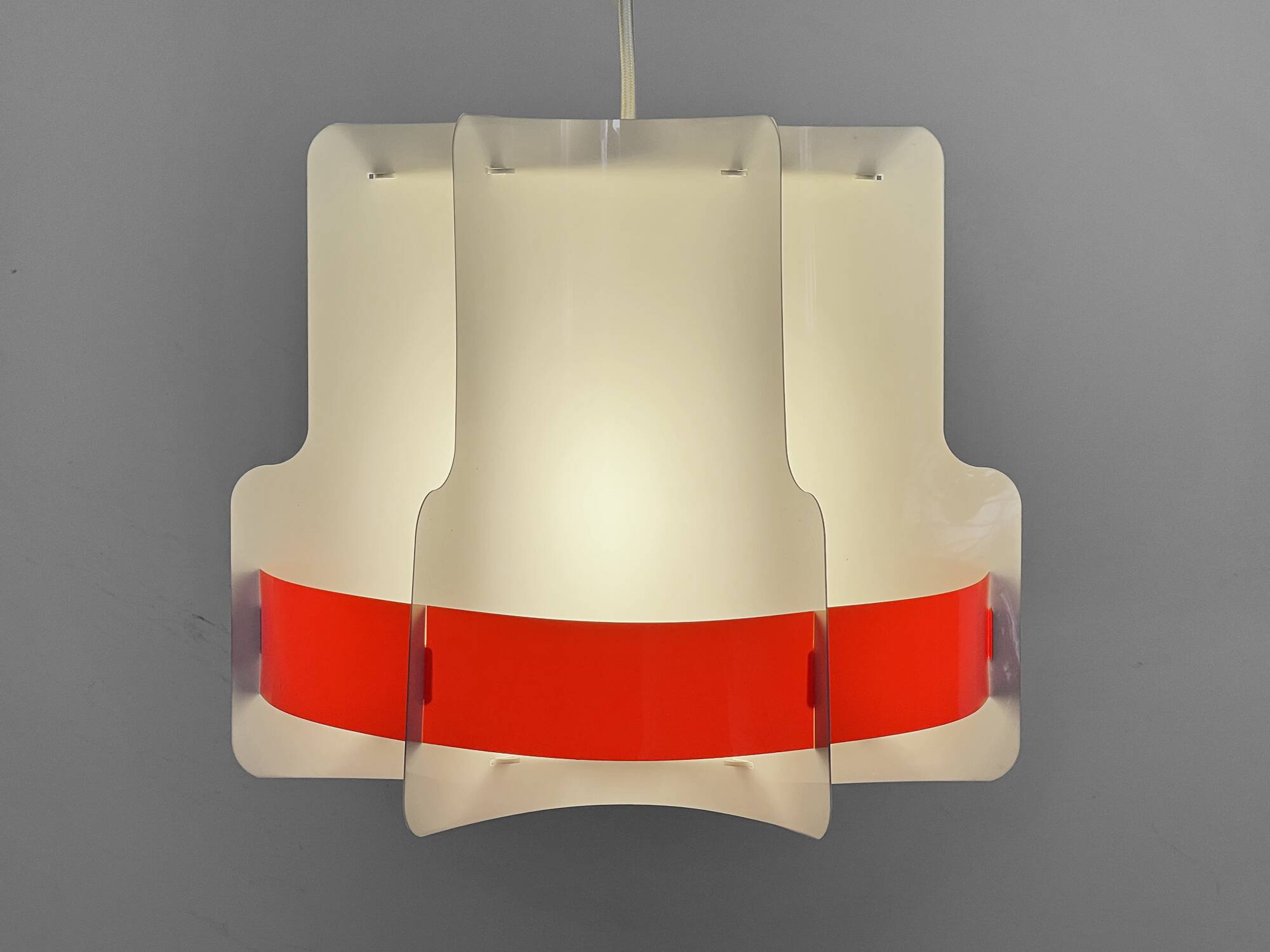 Plastic sheet pendant light by Quality System. Denmark 1970s