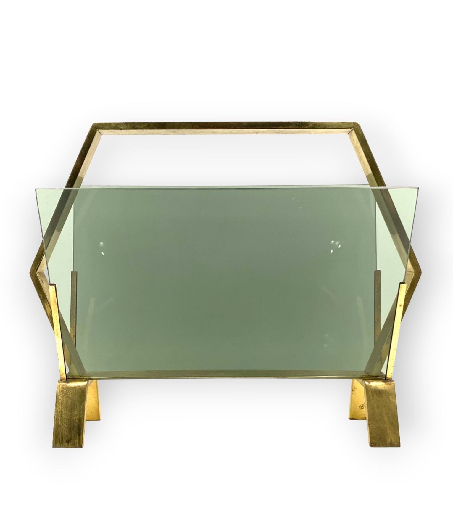 Modern brass magazine rack,  Italy 1970