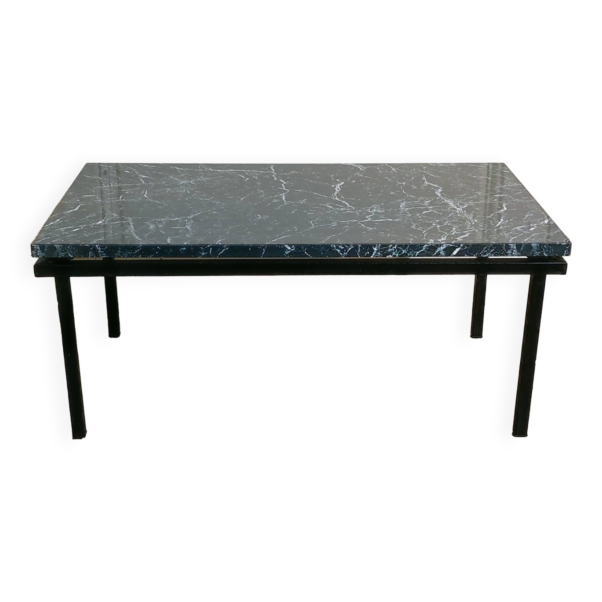 Modernist coffee table in green marbled black Formica