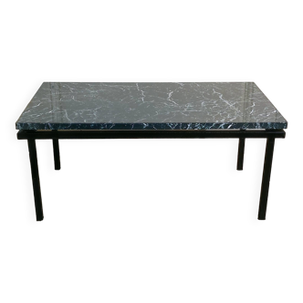 Table basse moderniste en Formica noir marbré vert