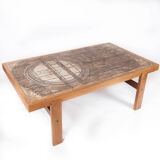 Table basse en teck avec carreaux de design danois, années 1960