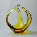 Centre de table par seguso en verre de murano jaune, italie, 1970