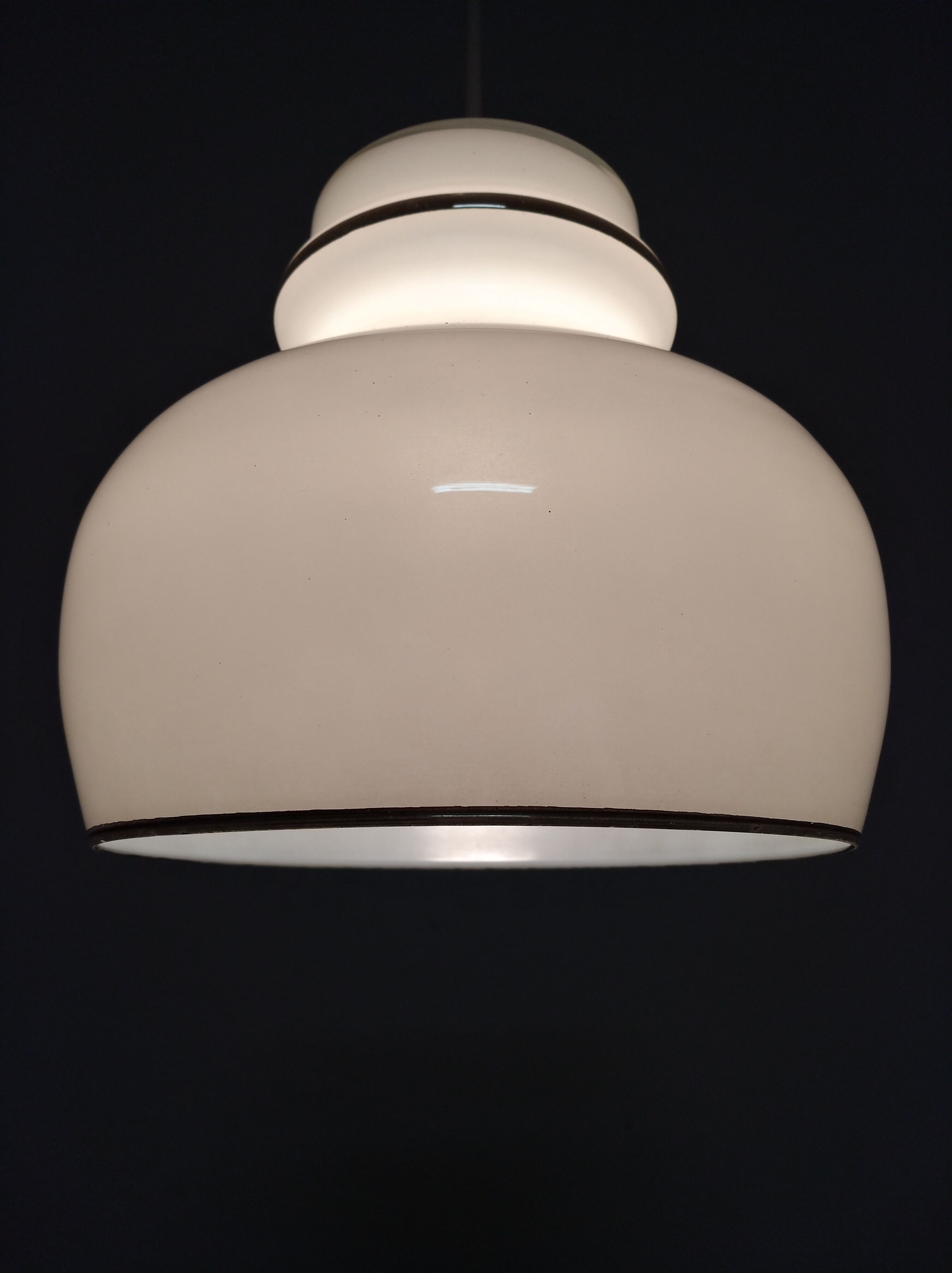 Hanging lamp of the 70s in white opaline