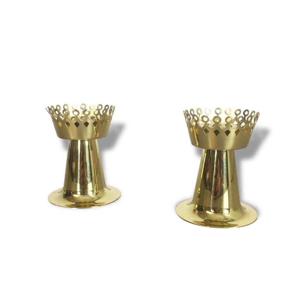 Set of 2 original 1960s nos brass candleholder made by Hans-Agne Jakobsson AB, Sweden
