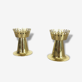Set of 2 original 1960s nos brass candleholder made by Hans-Agne Jakobsson AB, Sweden
