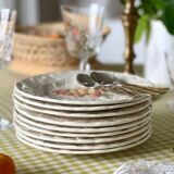 9 dessert plates and 1 barbotine dish from Sarreguemines